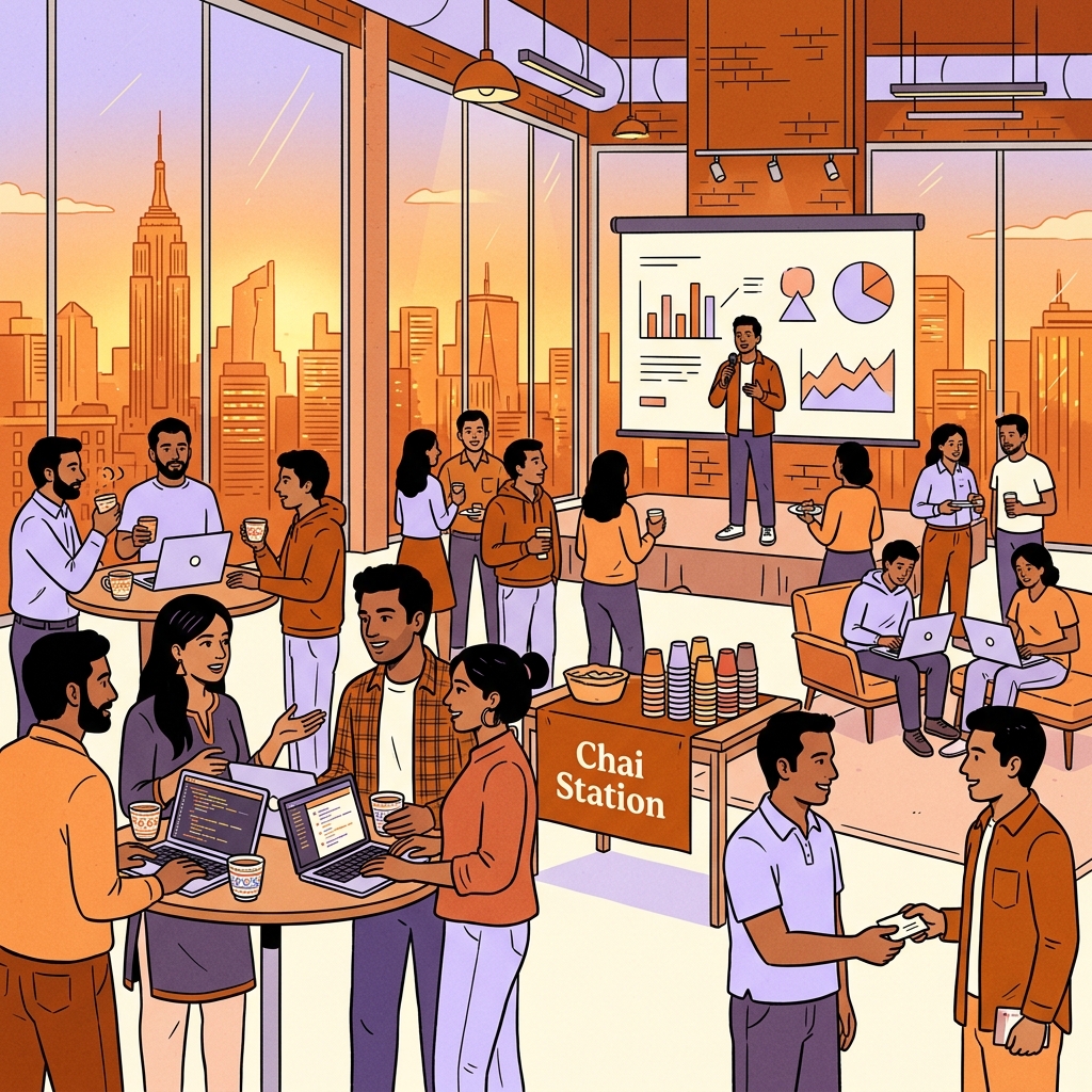 South Asian builders event illustration
